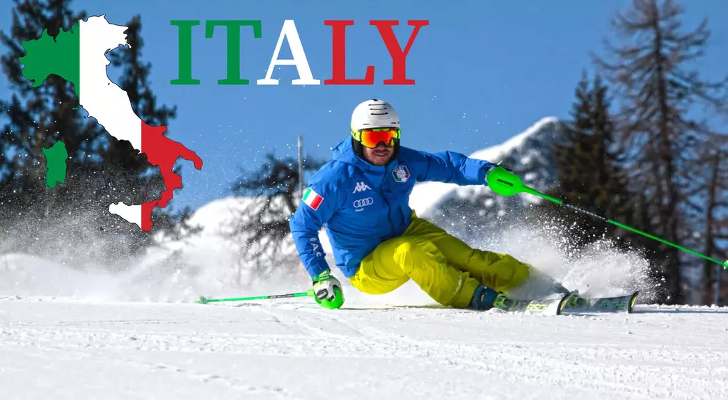 Ski instructor skiing in Italy